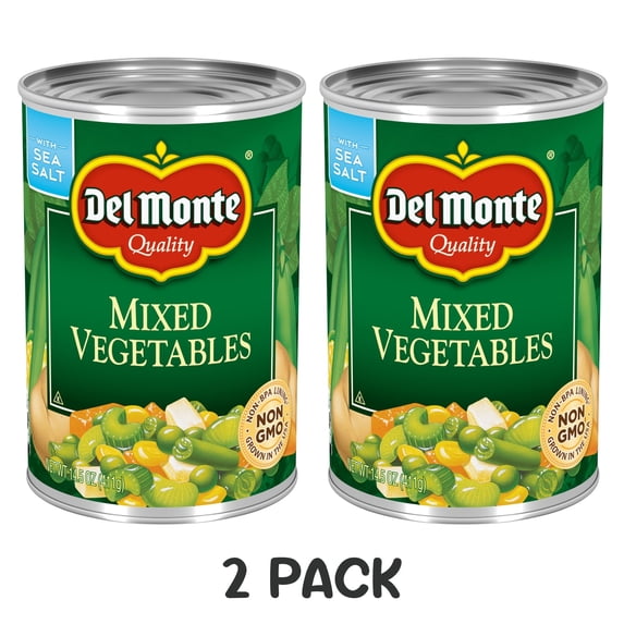 (2 Pack) Del Monte Mixed Vegetables, Canned Vegetables, 14.5 oz Can