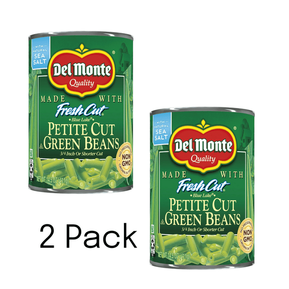 ( 2 Pack ) Del Monte Petite Cut Green Beans, Canned Vegetables, 14.5 oz