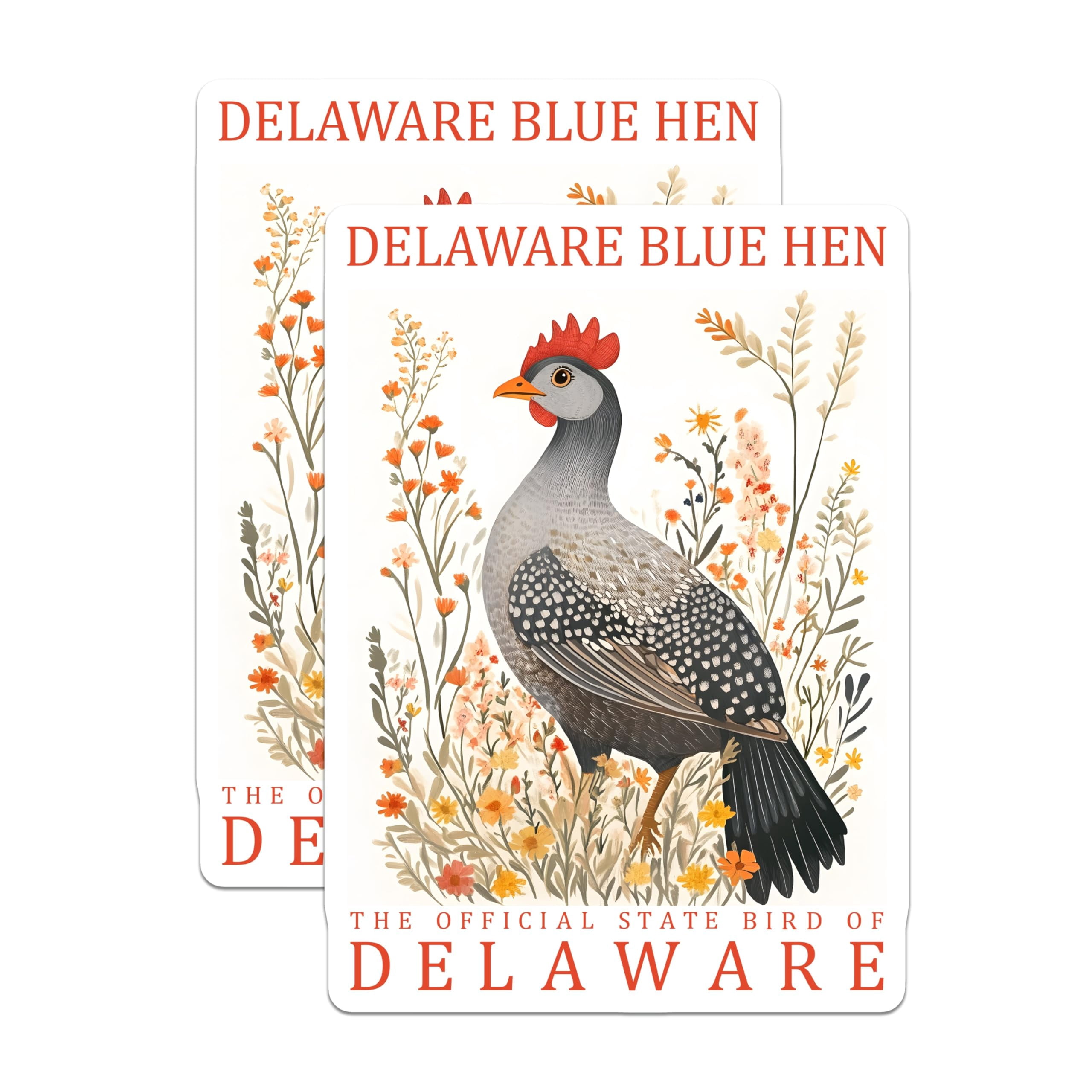 (2 Pack) Delaware Blue Hen Magnets - State Bird Art - Floral Hen Magnet ...