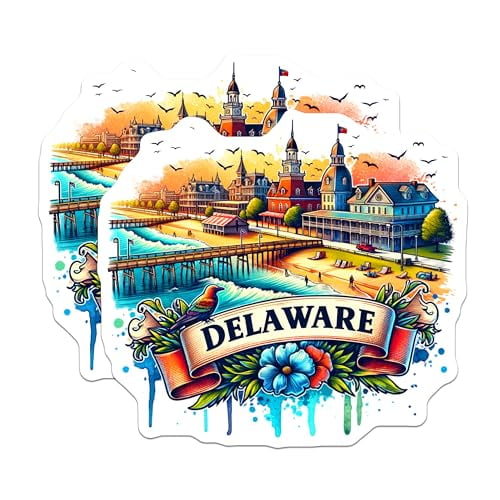 (2 Pack) Delaware State Magnets - Travel Souvenir - Colorful Landscape - State Memory Keepsake - 5" On Longest Side - for Cars, Fridges, Toolboxes - Made in USA - MAG6815