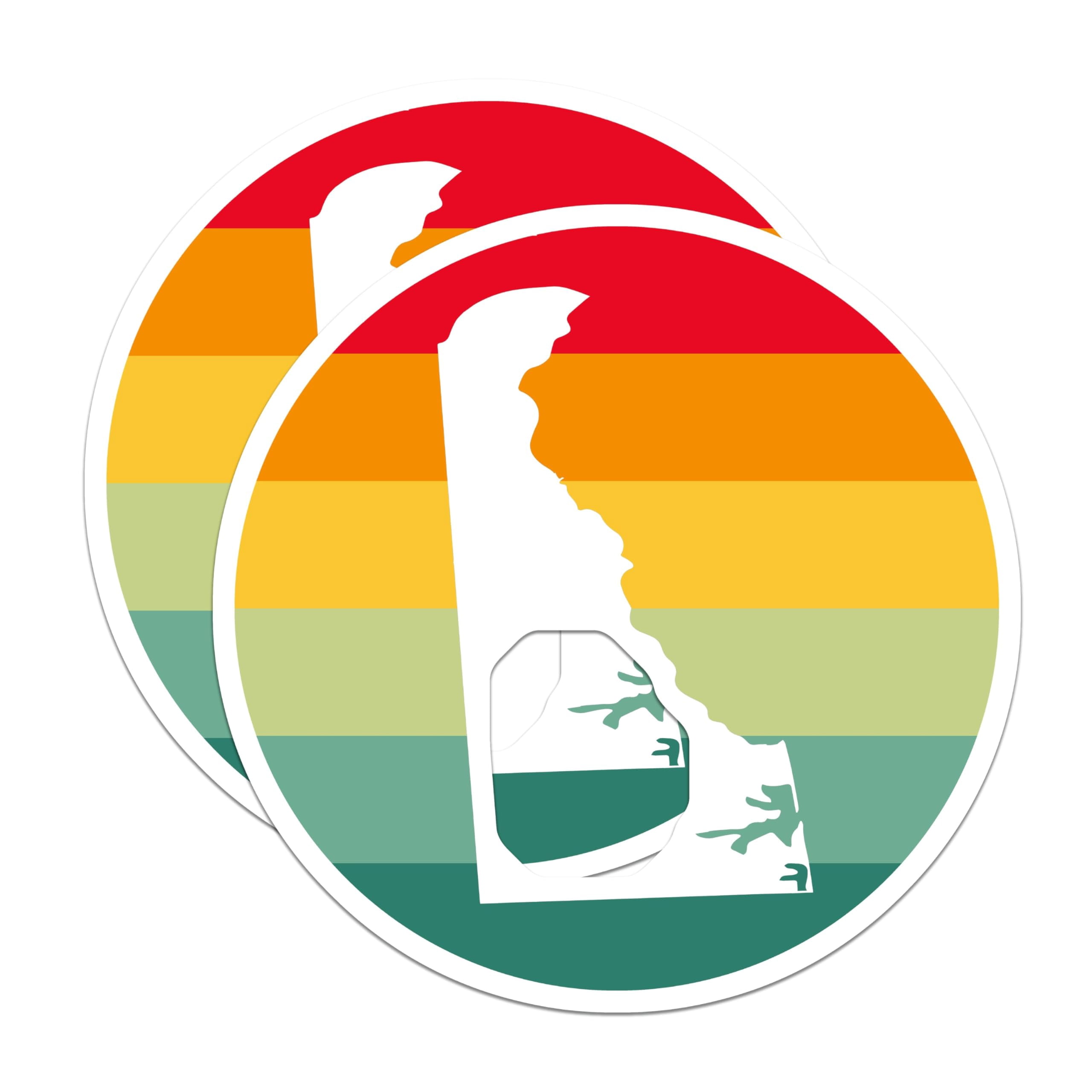 (2 Pack) Delaware State Stickers - Retro Sunset Decal - Delaware Pride ...