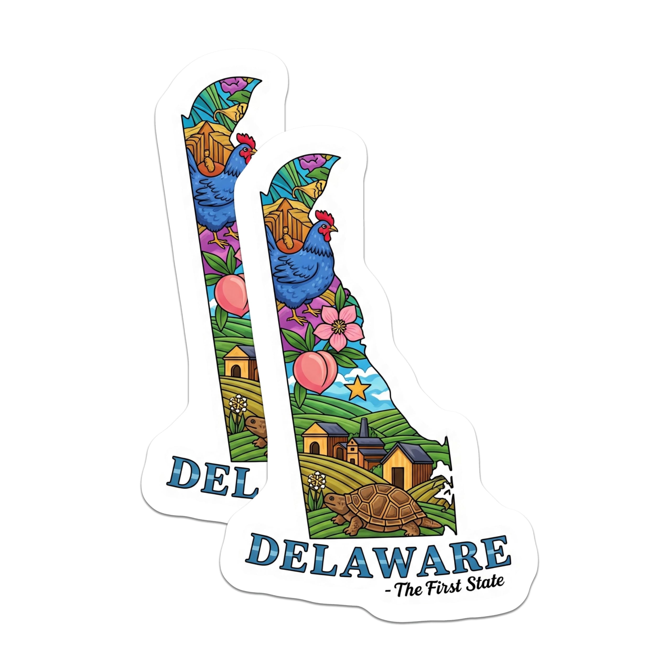 (2 Pack) Delaware Stickers - First State Pride - State Icon Stickers ...