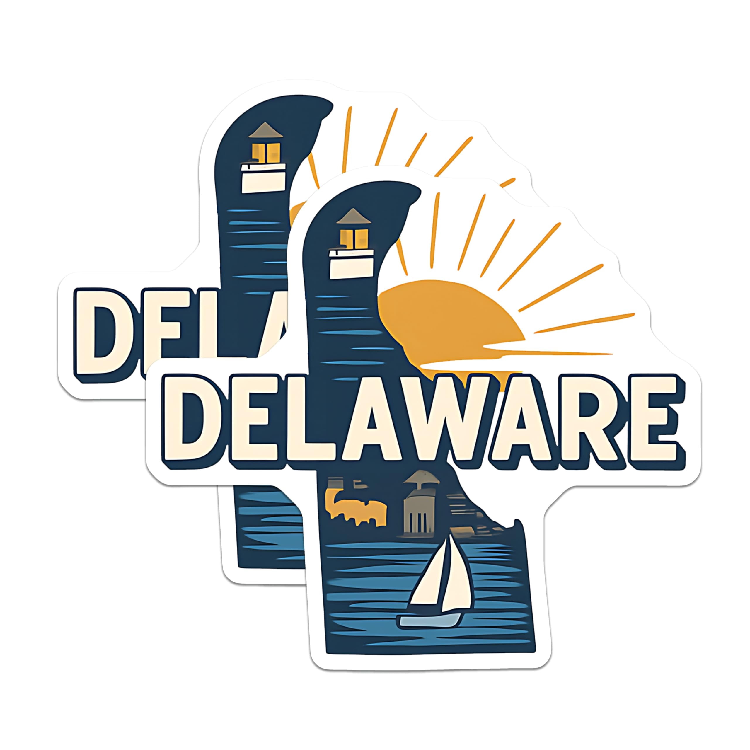 (2 Pack) Delaware Stickers - State Pride - Travel Souvenir - 5