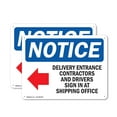 thumbnail image 1 of (2 Pack) Delivery Entrance Contractors OSHA Notice Sign 14 Inch X 10 Inch Plastic Sign, Weather Resistant, UV Protected for Workplace, Business, and Construction Site, Made in the USA, 1 of 8