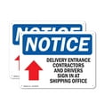 thumbnail image 1 of (2 Pack) Delivery Entrance Contractors OSHA Notice Sign 18 Inch X 12 Inch Indoor / Outdoor Rust-Free Aluminum Metal Signs for Workplace, Workshop, and Construction Site, Made in the USA, 1 of 8