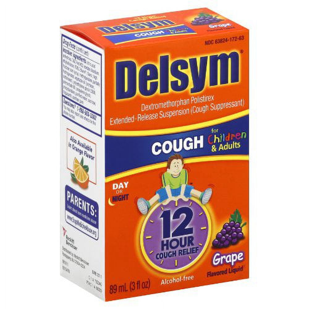 2 Pack Delsym 12 Hour Cough Relief Children/Adults Grape 3 oz Each