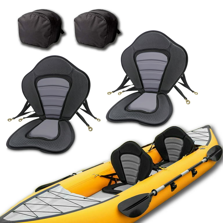 2 Pack Deluxe Padded Inside Kayak Seat with Back Support for sit on top for  Kayak and Inflatable Stand Up Paddle Board, Fishing Boat Seat. Detachable  Seat, Black 