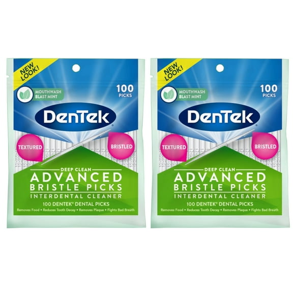 2 Pack - DenTek Deep Clean Advanced Bristle Picks, Removes Food & Plaque, 100 Count