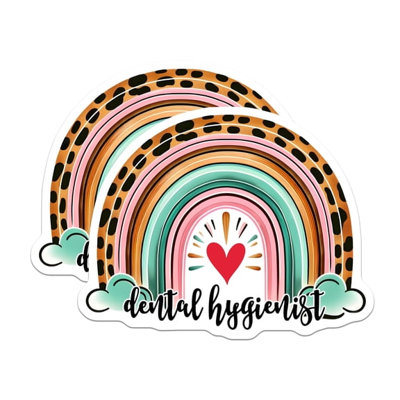 (2 Pack) Dental Hygienist Magnets - Rainbow Heart Magnets - Dental Appreciation Decor - 5" On Longest Side - for Cars, Refrigerators, Toolboxes, Lockers - Made in USA BMCS3179