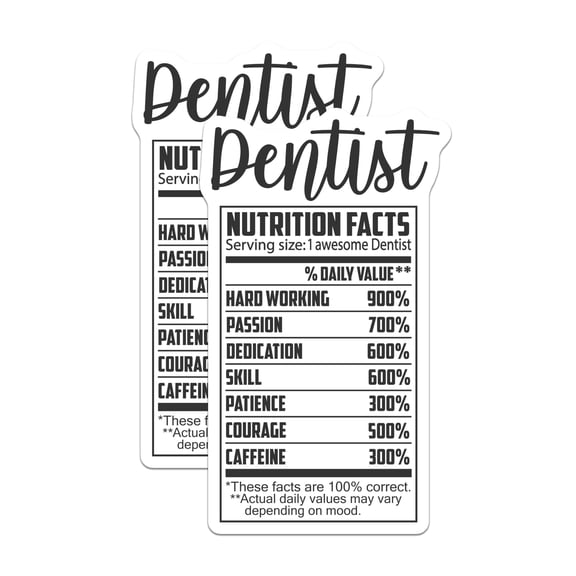 (2 Pack) Dentist Magnets - Funny Nutrition Facts - Dental Office Decor - 5" On Longest Side - Premium Magnet - for Cars, Refrigerators, Toolboxes, Lockers - Made in USA - MAG15992