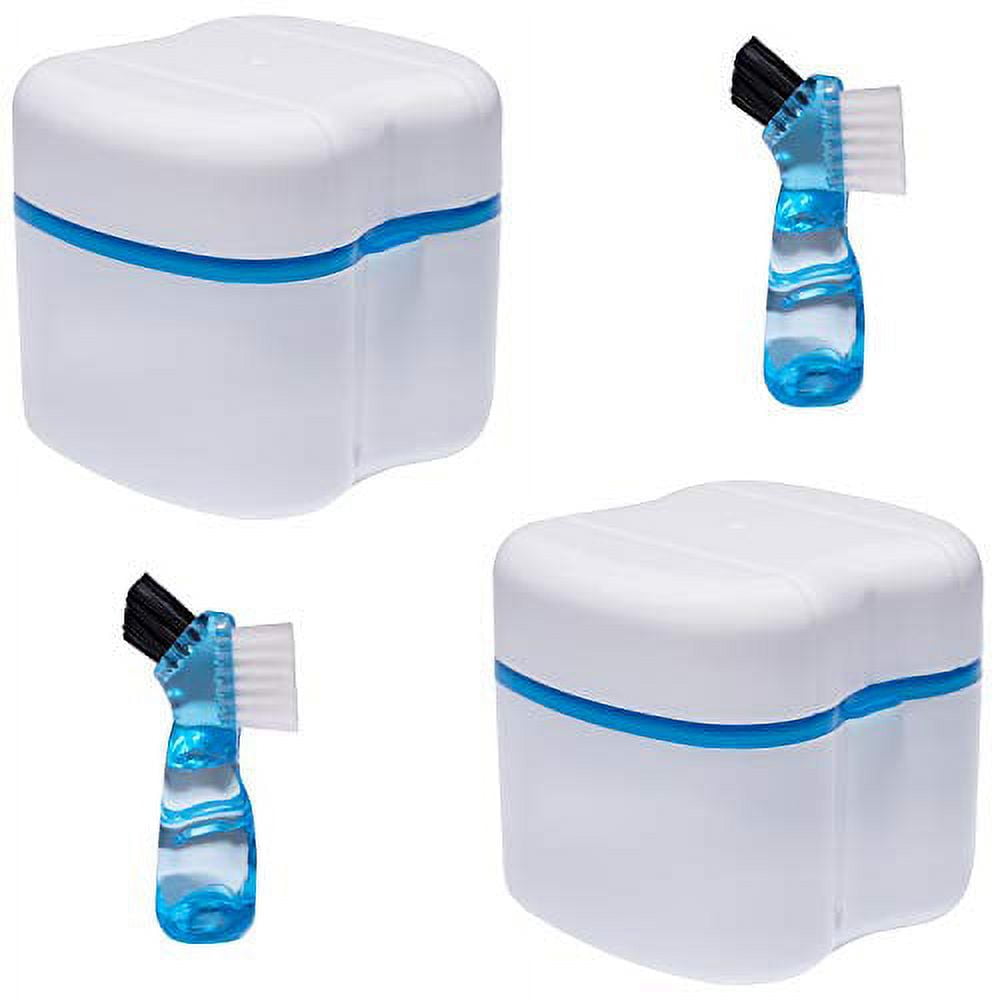 2 Pack Denture Cups Bath Denture Case,Denture Brush Retainer Case,Dentures Container with Basket