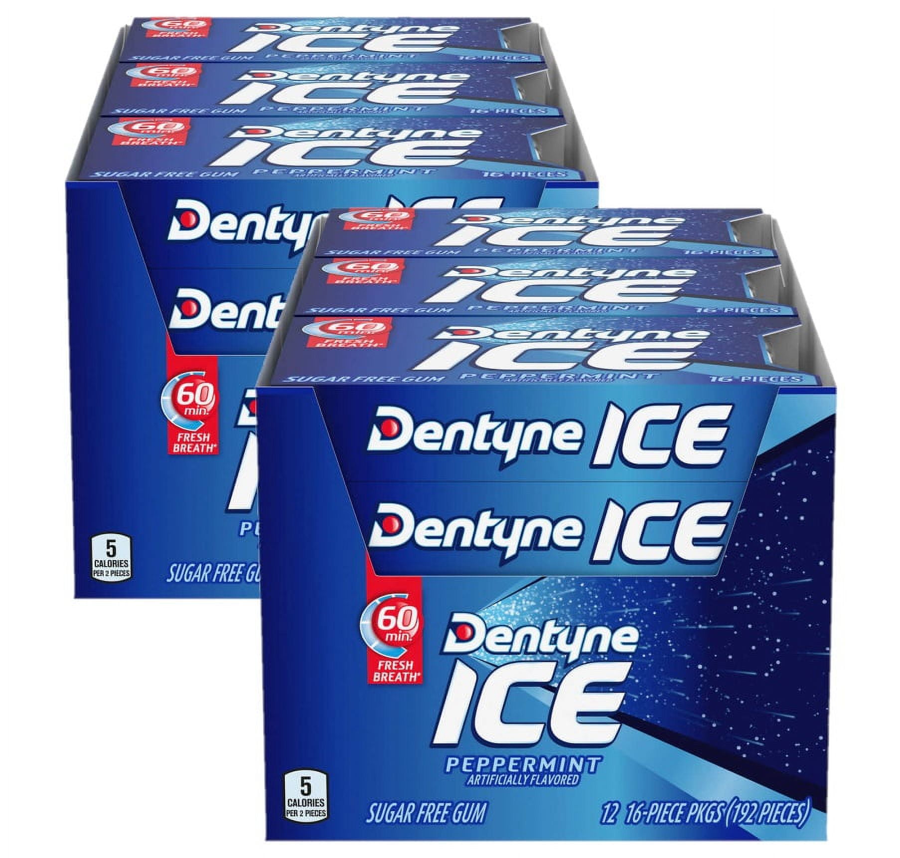2 Pack | Dentyne Ice Sugar Free Gum, Peppermint, 16 Pieces, 12 ct