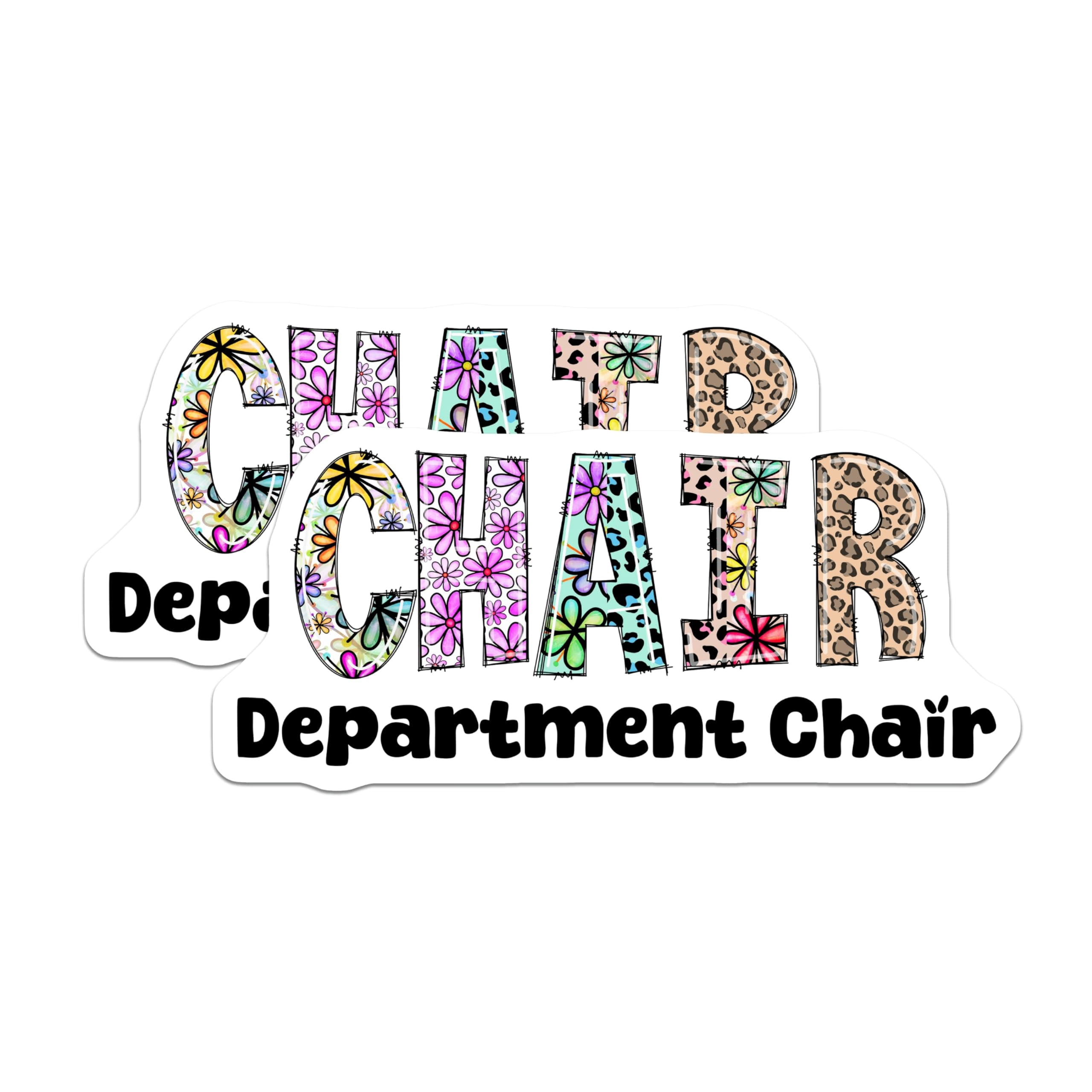(2 Pack) Department Chair Stickers - Floral Leopard Stickers - Colorful ...