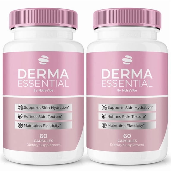 (2 Pack) Derma Essential Capsules – Daily Skin Formula with a Clean, Natural Blend | Supports Hydration, Texture & Radiant Glow from Within (120 Capsules)