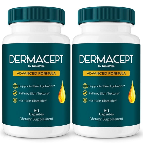 (2 Pack) DermaCept Capsules Daily Skin Formula with a Clean, Natural Blend Inspired by Derma Cept Care Routines | Supports Hydration, Texture & Radiant Glow from Within (120 Capsules)