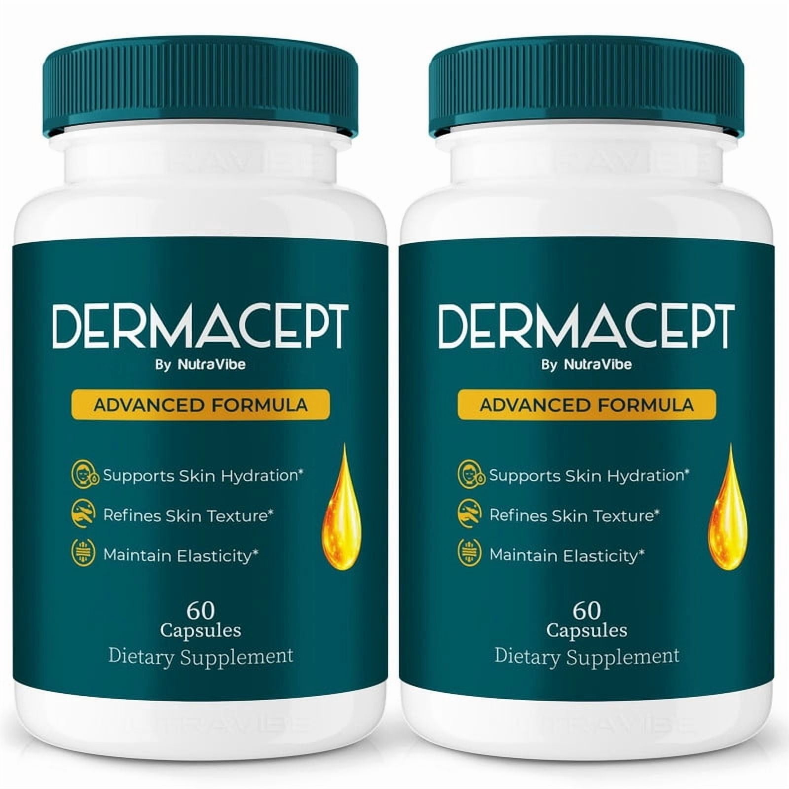 (2 Pack) DermaCept Capsules – Daily Skin Formula with a Clean, Natural Blend Inspired by Derma Cept Care Routines | Supports Hydration, Texture & Radiant Glow from Within (120 Capsules)
