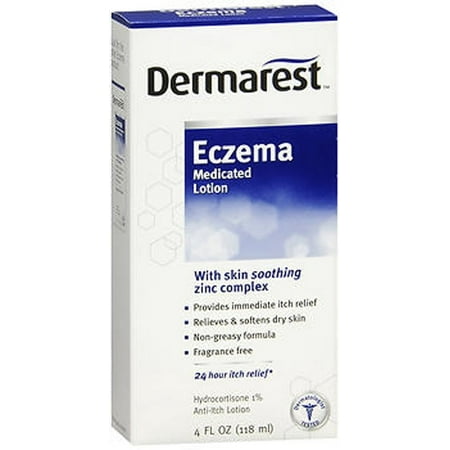 2 Pack Dermarest Eczema Medicated Lotion, Itch Relief Hydrocortisone 1% 4oz Each