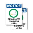 thumbnail image 1 of (2 Pack) Designated Smoking Area OSHA Notice Sign 10 Inch X 14 Inch Indoor / Outdoor Rust-Free Aluminum Metal Signs for Workplace, Workshop, and Construction Site, Made in the USA, 1 of 8