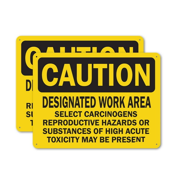 (2 Pack) Designated Work Area Select Carcinogens Reproductive Hazards OSHA Caution Sign