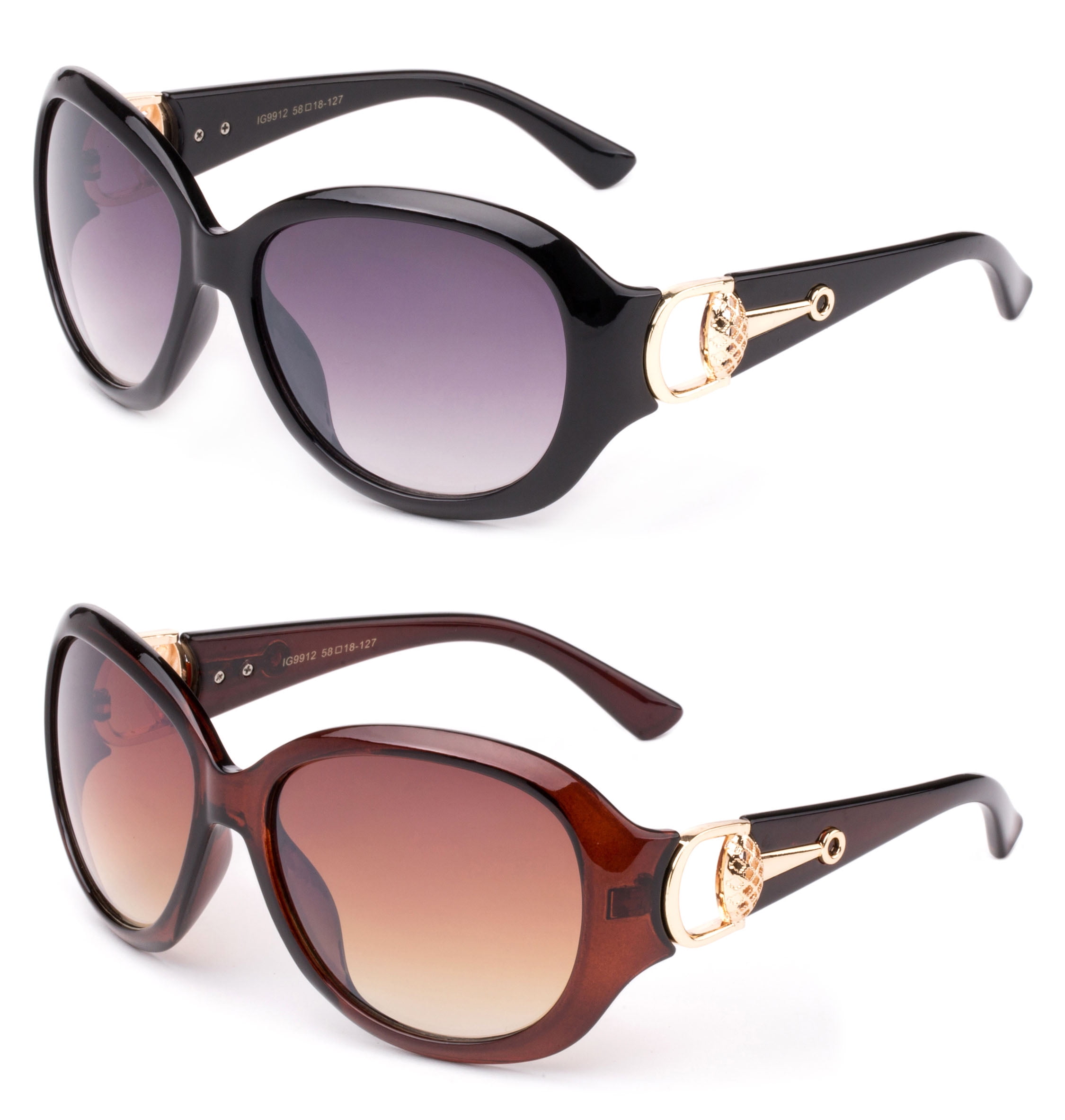 2 Pack Designer Inspired Fashion Large Frame Sunglasses with 
