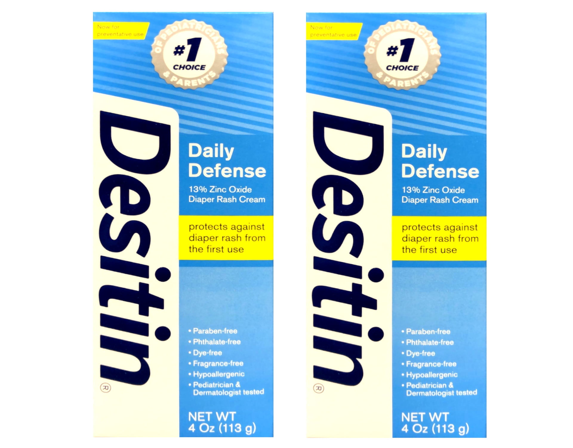 2 Pack Desitin Daily Defense Zinc Oxide Diaper Rash Cream, 4 Oz. Each