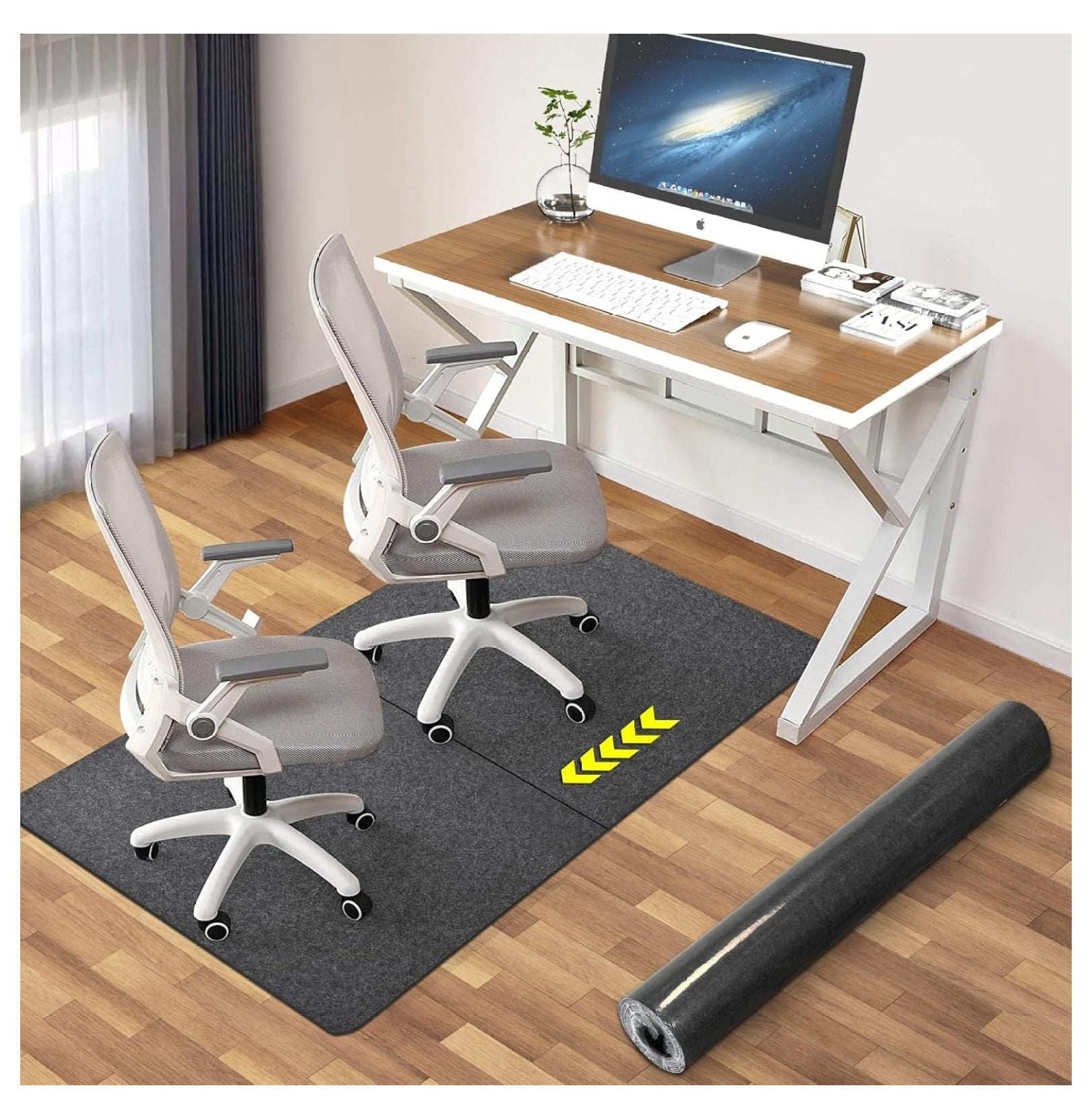 2 Pack Desk Chair Mat for Hardwood Floor & Tile 55"x35" Office Chair