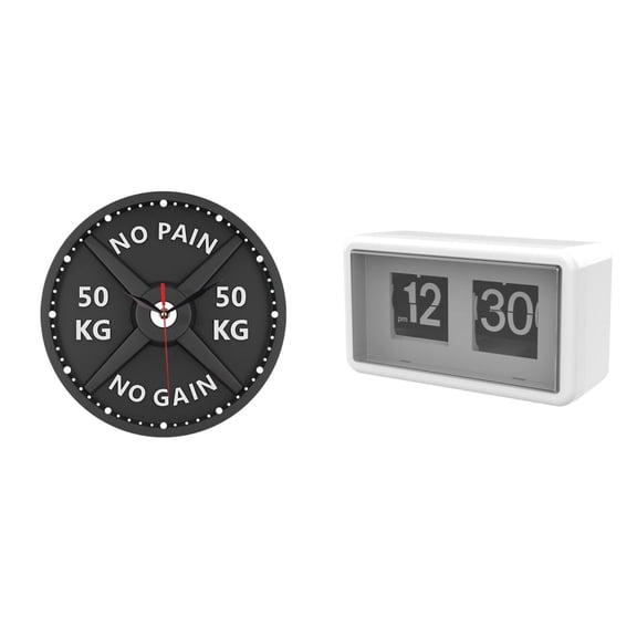 2 Pack Desk Clock Table Clock Bodybuilding Clock Silent Quiet Movement for Office Shelf Decor and Weight Lifting