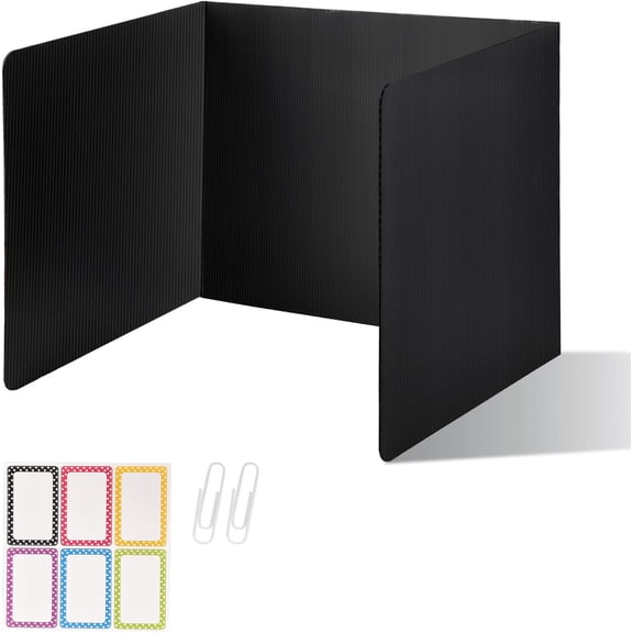 2 Pack Desk Dividers for Students,3-Fold Privacy Screens,Testing Classroom Waterproof,Plastic Easy Clean Shields Student Includes Extra Labels