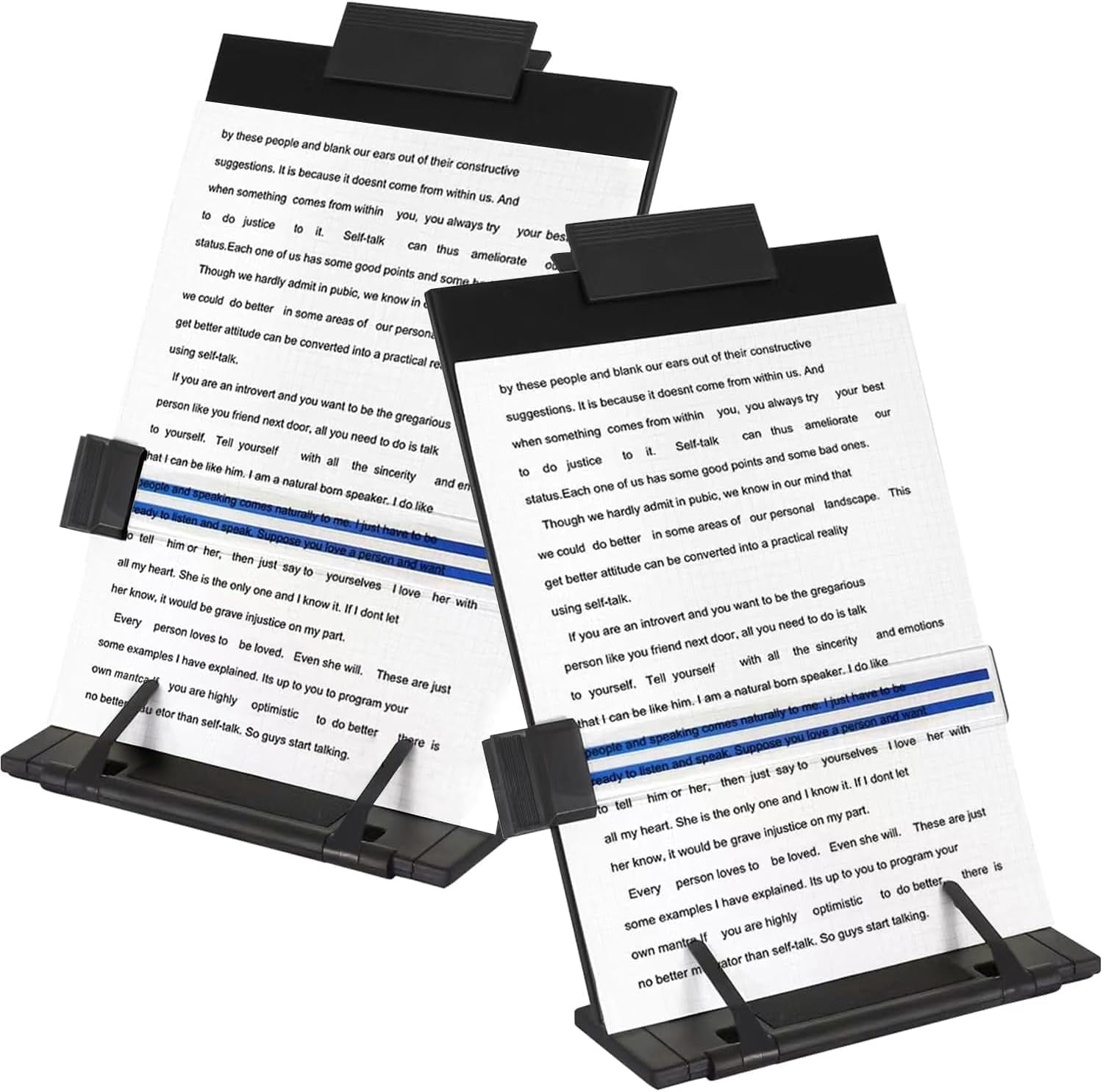Document Frame Stand 2 Pack Desktop Document Holder Stand with 7 Adjustable Position, Black ...