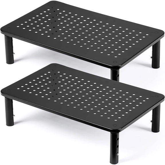 2 Pack Desktop Riser, 3 Height Adjustable Monitor stands for Monitors, PC, Computer, Printer, iMac, Stand with Ventilated Platform Airflow