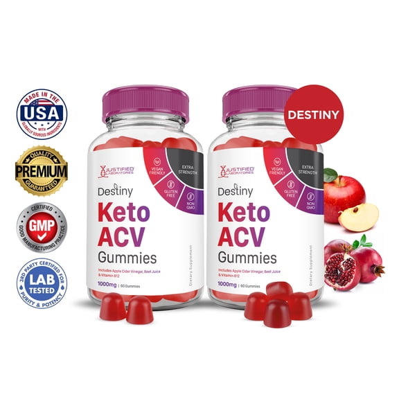 (2 Pack) Destiny Keto ACV Gummies 1000MG Dietary Supplement 120 Gummys