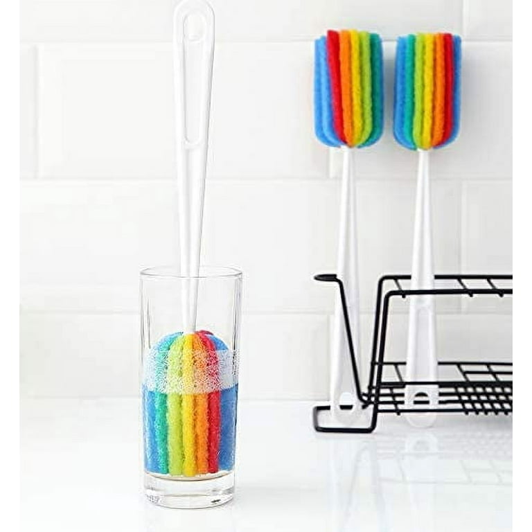 Dish Scrubber - Scrub Dishwashing Foam Sponges with Handles Bottle