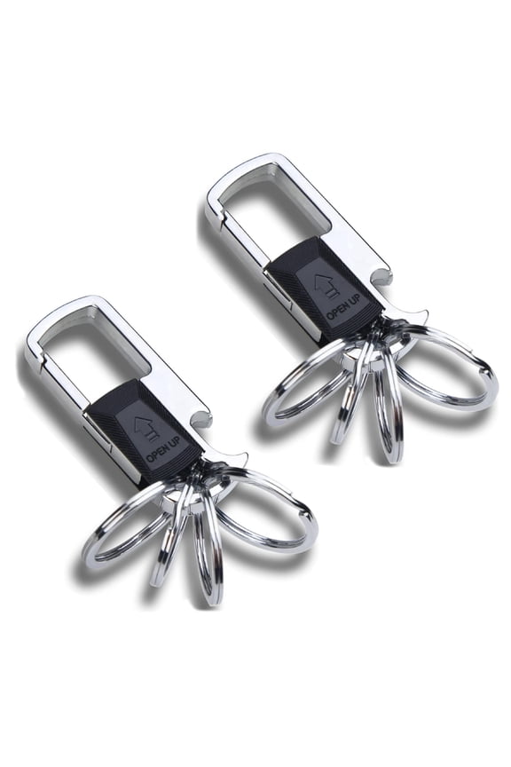 2 Pack Keychain with 4 Detachable Key Rings, Bottle Opener Key chain for Car Keys, Perfect Gift for Men