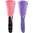 thumbnail image 1 of 2 Pack Detangling Brush for Curly Hair, ez Detangler Brush Hair Detangler, Afro Textured 3a to 4c Kinky Wavy for Wet/Dry/Long Thick Curly Hair, Exfoliating for Beautiful and Shiny Curls (Black), 1 of 4