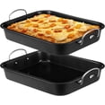 thumbnail image 1 of 2 Pack Detroit Style Pizza Pan 10 x 14 x 2.2 Inch with Handle Hard Rectangular Deep Pizzas Pans Non Stick Sicilian Style Pizza Pan Dish Pre Seasoned Bakeware Kitchenware, 1 of 6