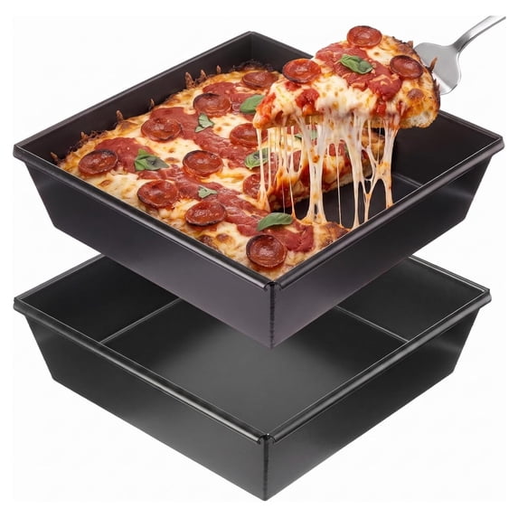 9 Pan 2 Pack Detroit Style Pizza Pan 9x9 Inch Square Nonstick Deep Aluminum ...