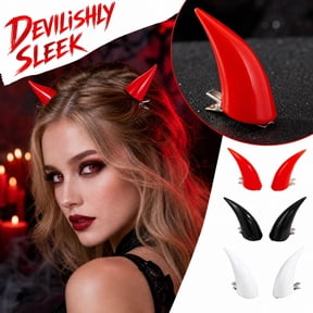 2 Pack, Devil Horn Clips 2 Inch Halloween Alligator Clips Horns Accessories for Halloween Party Photo Booth Props Black