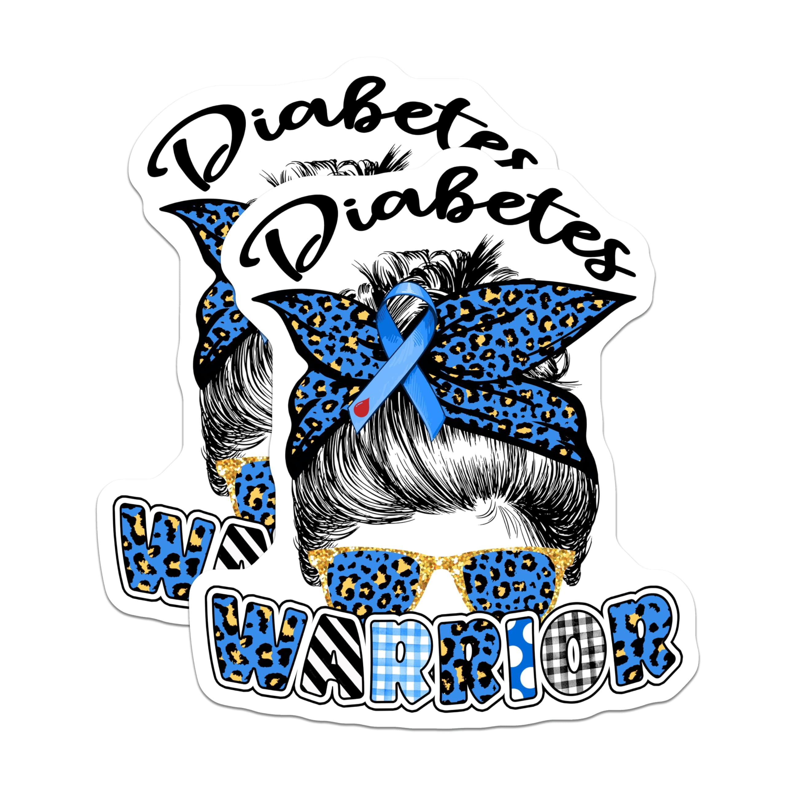 (2 Pack) Diabetes Awareness Magnets - Warrior Messy Bun Magnets - Blue ...