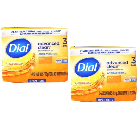 Dial Clean and Refresh Paraben-Free Long-Lasting Bar Soapswith 3 Four oz Dial Bar Soaps Gold 4oz 3 Bars - 2 Pack