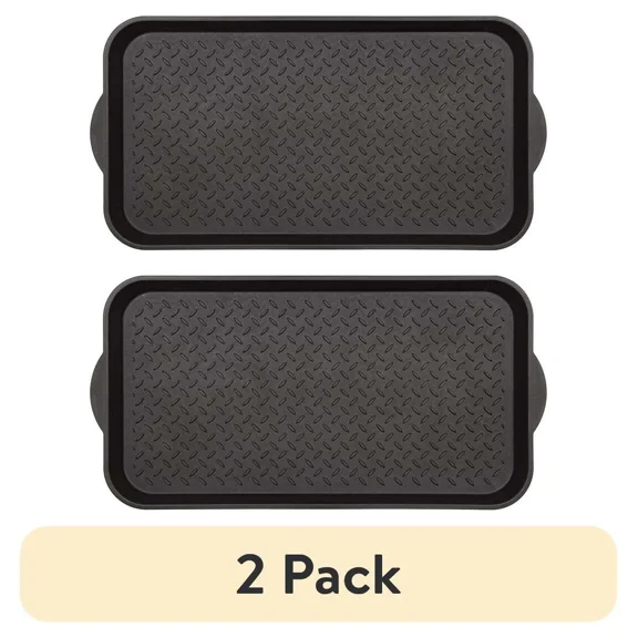 (2 Pack) Diamond Boot Tray, 15" X 29", Black
