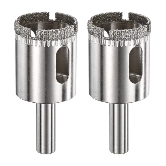 2-Pack Diamond Hole Saw Drill Bit, 0.98 Inch / 25mm Glass Drill Bit for Ceramic/Marble [Silver Tone]