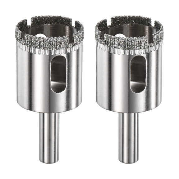 2-Pack Diamond Hole Saw Drill Bit, 1.02 Inch / 26mm Glass Drill Bit for Ceramic/Marble [Silver Tone]