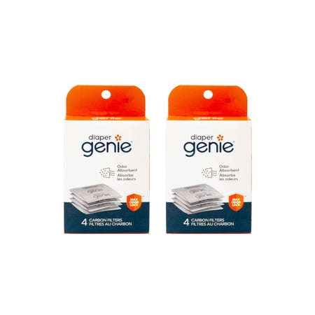 2 Pack - Diaper Genie Carbon Filter, Diaper Pail Odor Eliminator & Deodorizer, Compatible with the Diaper Genie Complete and Expressions Pail, 4 Count