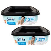 عبوة من قطعتين - عبوة إعادة تعبئة مربعة من Diaper Genie، يمكنها حمل ما يصل إلى 270 حفاضة بحجم حديثي الولادة، مع قفل أقصى للرائحة، بدون رائحة