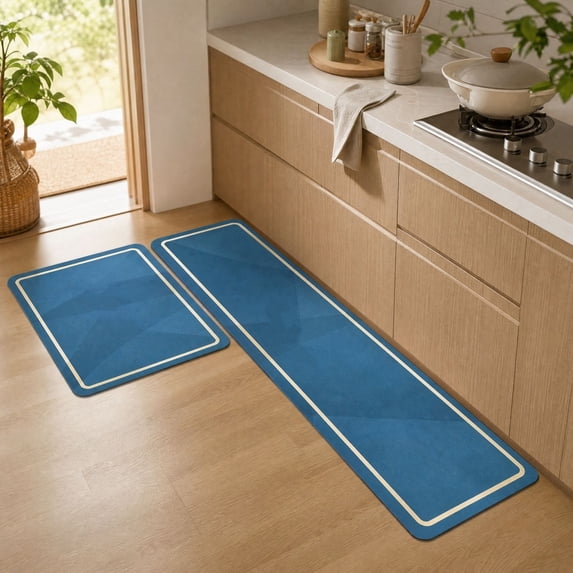2 Pack Diatomaceous Earth Mat Set Water Absorbent Quick Drying Bathroom Kitchen Floor Runner Rug Non Slips Entryway Doormat Fast Oil Absorbing Stone Mud Mats for Sink Stove Bedside Home, Style B