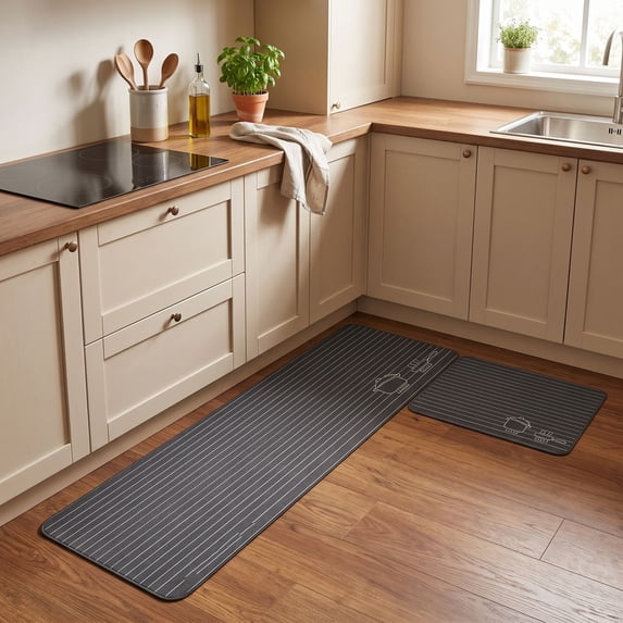 2 Pack Diatomaceous Earth Mat Set Water Absorbent Quick Drying Bathroom Kitchen Floor Runner Rug Non Slips Entryway Doormat Fast Oil Absorbing Stone Mud Mats for Sink Stove Bedside Home, Style E