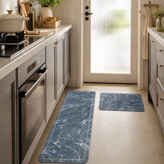 2 Pack Diatomaceous Earth Mat Set Water Absorbent Quick Drying Bathroom Kitchen Floor Runner Rug Non Slips Entryway Doormat Fast Oil Absorbing Stone Mud Mats for Sink Stove Bedside Home, Style D