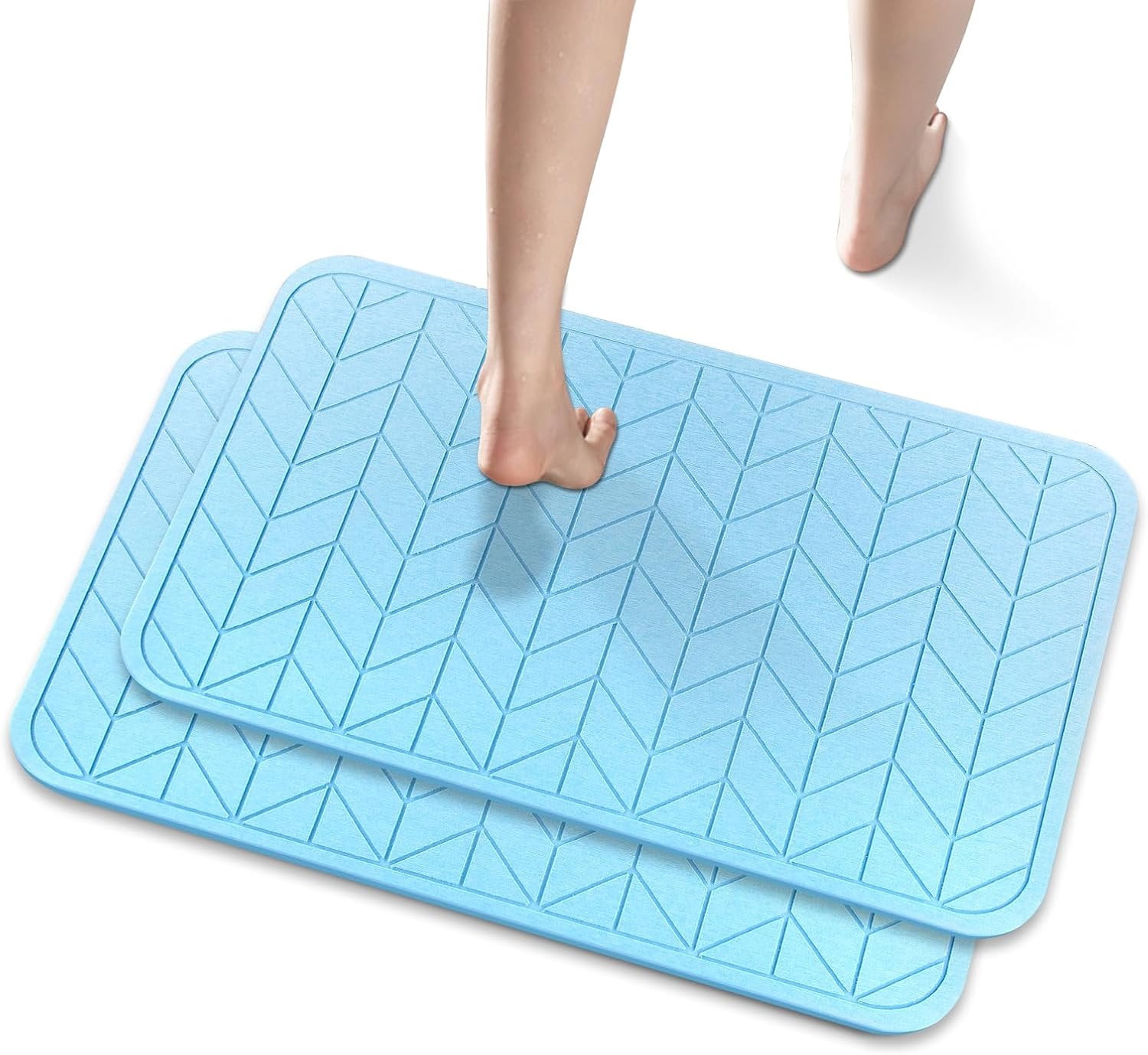 2 Pack Diatomaceous Earth Shower Mat, Stone Bath Mat, Nonslip Super ...