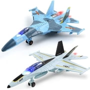 2 Pack Diecast Airplane Toys, Model Plane Toy, Pull Back Toy Jets with Light & Sound for Gifts Collection Decor