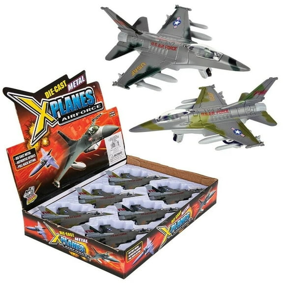 2 Pack- Diecast Pull Back F-16 Fighting Falcon Jets with Pullback Mechanism